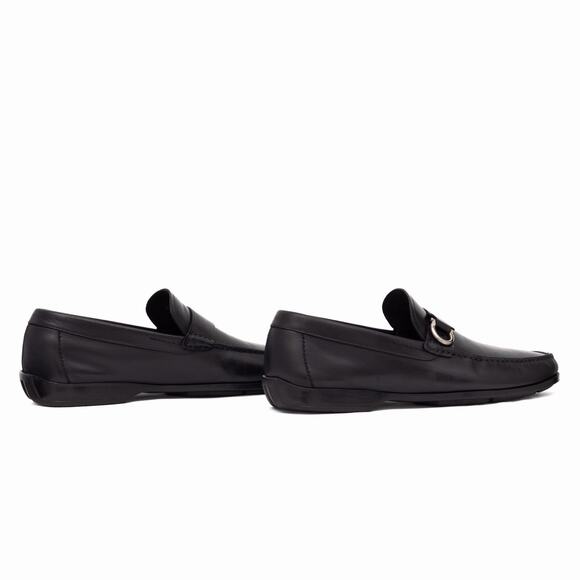 950$ Salvatore Ferragamo Gancini Logo Black Leather Loafers Moc US 9.5 EE main image 7